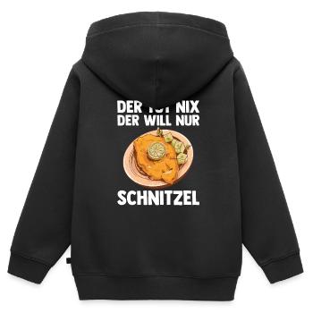Schnitzel Wiener Wiener Geschenk - Kinder Premium Organic Zip Hoodie - Schwarz - Hinten - AI Model Kid Male (0cm)