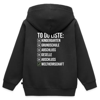 Abschluss Prüfung Schulabschluss Geschenk - Kinder Premium Organic Zip Hoodie - Schwarz - Hinten - AI Model Kid Male (0cm)