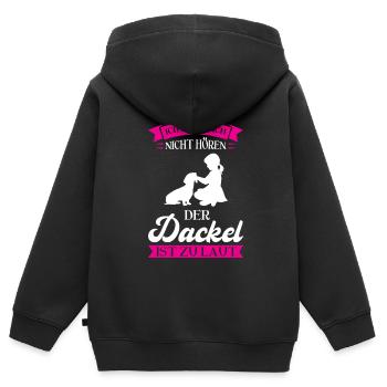 Dackel Hund Hundefreunde Geschenk - Kinder Premium Organic Zip Hoodie - Schwarz - Hinten - AI Model Kid Male (0cm)