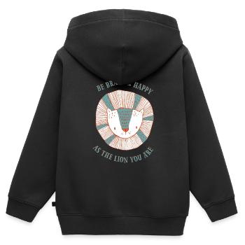 Tapferer Löwe - Kinder Premium Organic Zip Hoodie - Schwarz - Hinten - AI Model Kid Male (0cm)