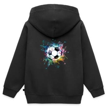 Wasserfabe Farbexplosion Splash Design Fußball - Kinder Premium Organic Zip Hoodie - Schwarz - Hinten - AI Model Kid Male (0cm)