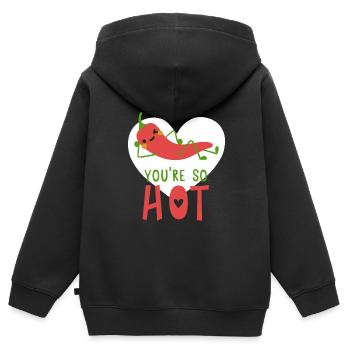 Du bist so heiß Peperoni - Kinder Premium Organic Zip Hoodie - Schwarz - Hinten - AI Model Kid Male (0cm)
