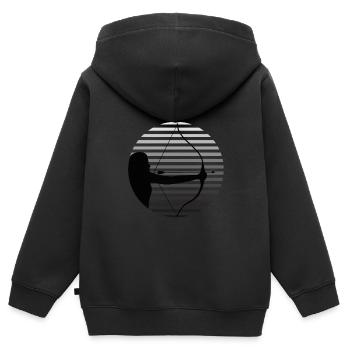 Tir à l’arc Tir à l’arc Arc - Sweat Premium à capuche zippé enfant bio - noir - Dos - AI Model Kid Male (0cm)
