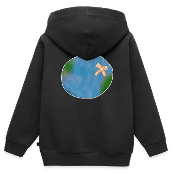Klimaschutz naturschutz - Kinder Premium Organic Zip Hoodie - Schwarz - Hinten - AI Model Kid Male (0cm)