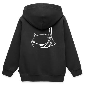 chat couché couché animal de compagnie - Sweat Premium à capuche zippé enfant bio - noir - Dos - AI Model Kid Male (0cm)