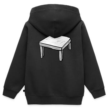 Icône de dessin animé de table de table en bois - Sweat Premium à capuche zippé enfant bio - noir - Dos - AI Model Kid Male (0cm)