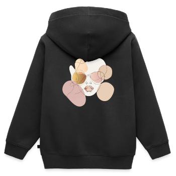 Minimalistische Frau mit Sonnenbrille - Kinder Premium Organic Zip Hoodie - Schwarz - Hinten - AI Model Kid Male (0cm)