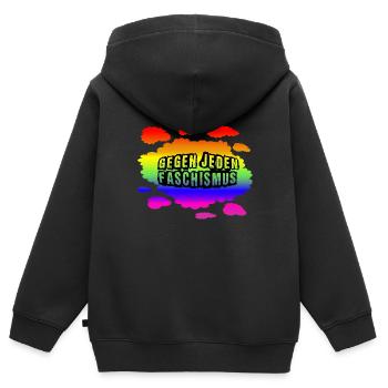 AfD stoppen gegen rechts Demokratie Vielfalt links - Kinder Premium Organic Zip Hoodie - Schwarz - Hinten - AI Model Kid Male (0cm)