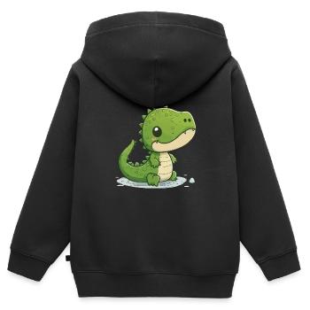 small crocodile - Kids Premium Organic Zip-up Hoodie - black - Back - AI Model Kid Male (0cm)