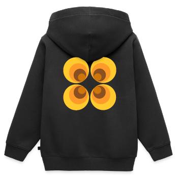 70er Jahre Blume Muster gelb - Kinder Premium Organic Zip Hoodie - Schwarz - Hinten - AI Model Kid Male (0cm)