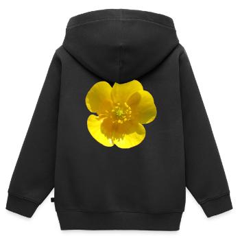 Fleur, Jaune, Fleur Jaune - Sweat Premium à capuche zippé enfant bio - noir - Dos - AI Model Kid Male (0cm)