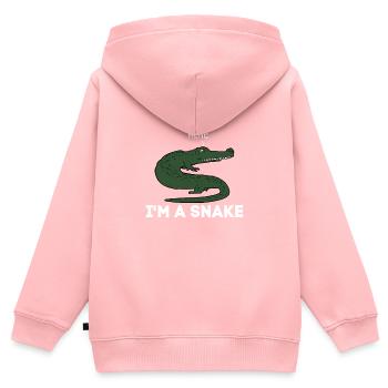 Crocodile Serpent Alligator Citation Drôle Blague Dire - Sweat Premium à capuche zippé enfant bio - rose - Dos - AI Model Kid Female (0cm)