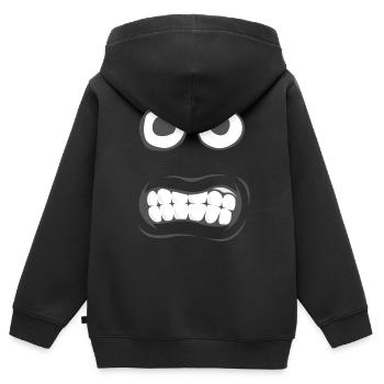Crazy Cartoon Face Monster Peur Peur Peur Peur - Sweat Premium à capuche zippé enfant bio - noir - Dos - AI Model Kid Male (0cm)