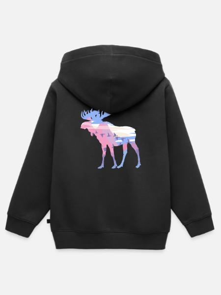 Elch - Hoodie Premium med dragkedja barn ekologisk - svart