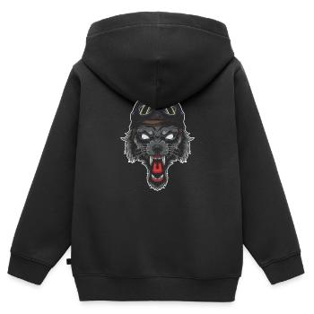 Biker Wolf motorradfahrer bike grau grauwolf - Kinder Premium Organic Zip Hoodie - Schwarz - Hinten - AI Model Kid Male (0cm)