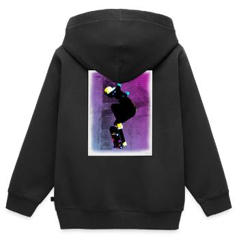 Skater in Action - Kinder Premium Organic Zip Hoodie - Schwarz - Hinten - AI Model Kid Male (0cm)