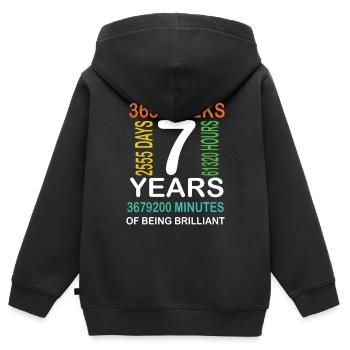 7 ans de brillance - Sweat Premium à capuche zippé enfant bio - noir - Dos - AI Model Kid Male (0cm)