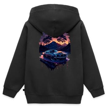 Klassischer Sportwagen - Kinder Premium Organic Zip Hoodie - Schwarz - Hinten - AI Model Kid Male (0cm)