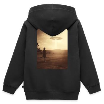 Croire - Sweat Premium à capuche zippé enfant bio - noir - Dos - AI Model Kid Male (0cm)
