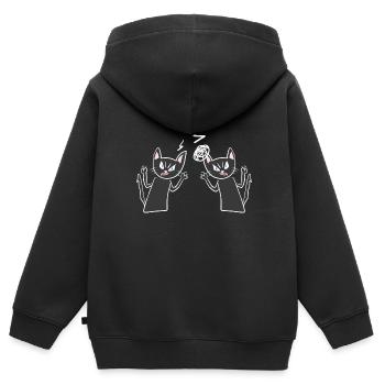 Katzen streit wut wütend katze - Kinder Premium Organic Zip Hoodie - Schwarz - Hinten - AI Model Kid Male (0cm)