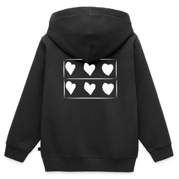 Motif rectangle de six cœurs - Sweat Premium à capuche zippé enfant bio - noir - Dos - AI Model Kid Male (0cm)