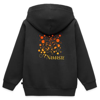 Namaste - Kinder Premium Organic Zip Hoodie - Schwarz - Hinten - AI Model Kid Male (0cm)