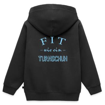 Fit wie ein Turnschuh - Kinder Premium Organic Zip Hoodie - Schwarz - Hinten - AI Model Kid Male (0cm)