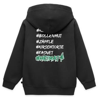 Schwarzwald Heimat Bollenhut Kuckuck T-Shirt - Kinder Premium Organic Zip Hoodie - Schwarz - Hinten - AI Model Kid Male (0cm)