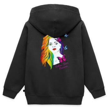 Follow Your Dreams - Kinder Premium Organic Zip Hoodie - Schwarz - Hinten - AI Model Kid Male (0cm)
