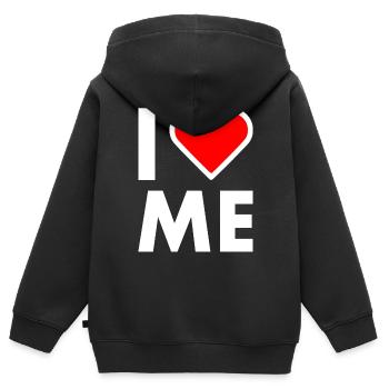 I love me - Kinder Premium Organic Zip Hoodie - Schwarz - Hinten - AI Model Kid Male (0cm)