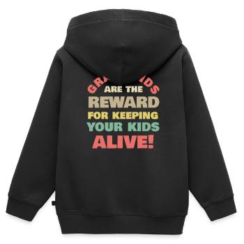 Les petits-enfants sont la récompense pour garder vos enfants en vie - Sweat Premium à capuche zippé enfant bio - noir - Dos - AI Model Kid Male (0cm)