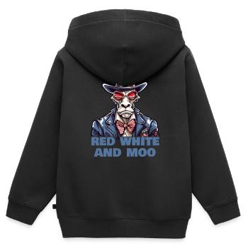Rot Weiß Und Muh - Kinder Premium Organic Zip Hoodie - Schwarz - Hinten - AI Model Kid Male (0cm)