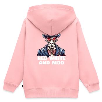 Red White And Moo - Kids Premium Organic Zip-up Hoodie - rose - Back - AI Model Kid Female (0cm)