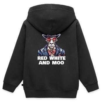 Rot Weiß Und Muh - Kinder Premium Organic Zip Hoodie - Schwarz - Hinten - AI Model Kid Male (0cm)