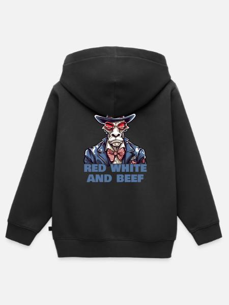 Rot Weiß Und Muh - Kinder Premium Organic Zip Hoodie - Schwarz