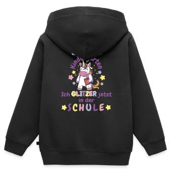 Tschüss Kindergarten - Einhorn Magie - Kinder Premium Organic Zip Hoodie - Schwarz - Hinten - AI Model Kid Male (0cm)