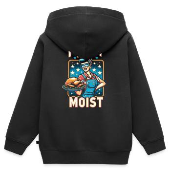 Ich mag es feucht Thanksgiving Kostüm Truthahntag - Kinder Premium Organic Zip Hoodie - Schwarz - Hinten - AI Model Kid Male (0cm)