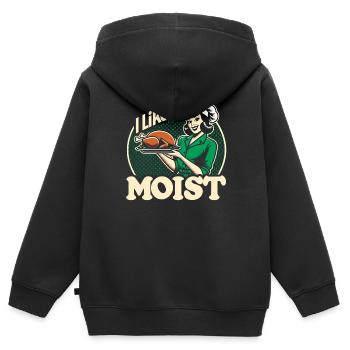 Ich mag es feucht Thanksgiving Kostüm Truthahntag - Kinder Premium Organic Zip Hoodie - Schwarz - Hinten - AI Model Kid Male (0cm)