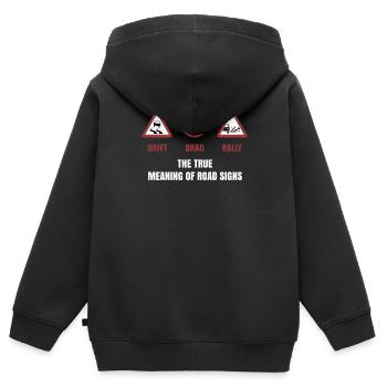 Mechaniker-Auto-Memes Die wahre Bedeutung von Straßenschildern - Kinder Premium Organic Zip Hoodie - Schwarz - Hinten - AI Model Kid Male (0cm)
