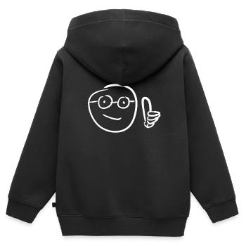 daumen hoch - Kinder Premium Organic Zip Hoodie - Schwarz - Hinten - AI Model Kid Male (0cm)