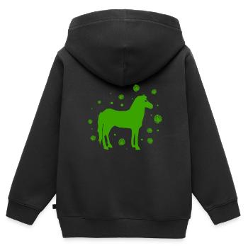 Pferd - Reiten - Reitsport - Hengst -Ross - Kinder Premium Organic Zip Hoodie - Schwarz - Hinten - AI Model Kid Male (0cm)
