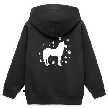 Cheval - Équitation Étalon équestre Ross Mare - Sweat Premium à capuche zippé enfant bio - noir - Dos - AI Model Kid Male (0cm)