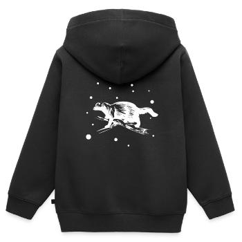 Martre - Hermine - Belette - Sweat Premium à capuche zippé enfant bio - noir - Dos - AI Model Kid Male (0cm)