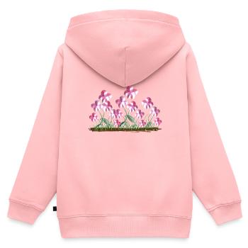 fleurs roses plante symbole naturel - Sweat Premium à capuche zippé enfant bio - rose - Dos - AI Model Kid Female (0cm)
