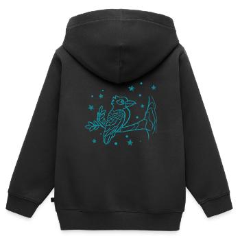 Oiseau - Mouches - Conservation de la nature Amoureux des animaux - Zoo - Sweat Premium à capuche zippé enfant bio - noir - Dos - AI Model Kid Male (0cm)
