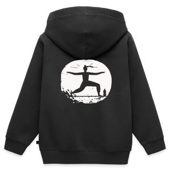 Yoga - Relaxen Lebensqualität - Kinder Premium Organic Zip Hoodie - Schwarz - Hinten - AI Model Kid Male (0cm)