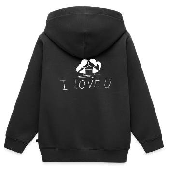 lesbisches paar pärchen ich liebe dich - Kinder Premium Organic Zip Hoodie - Schwarz - Hinten - AI Model Kid Male (0cm)