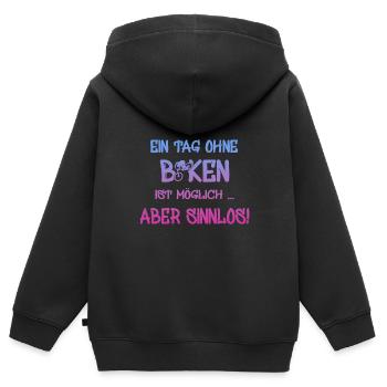 biken, spruch für biker, bike - Kinder Premium Organic Zip Hoodie - Schwarz - Hinten - AI Model Kid Male (0cm)