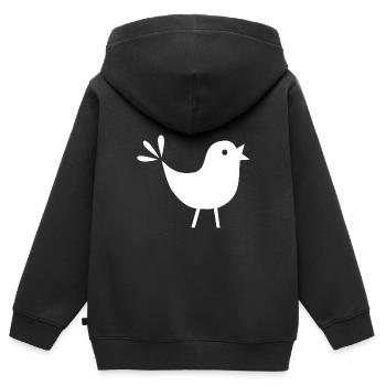 T-Shirt weißer Vogel für Groß und Klein - Kinder Premium Organic Zip Hoodie - Schwarz - Hinten - AI Model Kid Male (0cm)