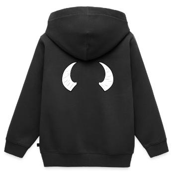 zwei hörner horn bulle widder symbol - Kinder Premium Organic Zip Hoodie - Schwarz - Hinten - AI Model Kid Male (0cm)